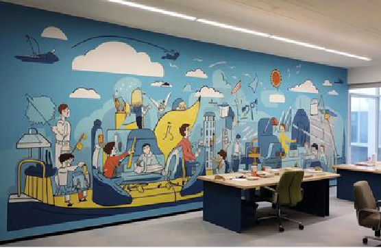  鹿邑办公室墙绘的特点。